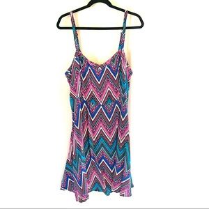 Torrid Pink & Blue Aztec Skater Dress Size 3